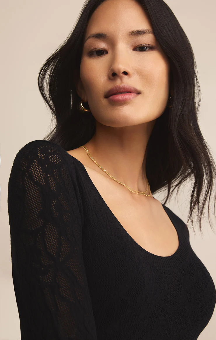 Tibi Scoop Mesh Sweater - Black