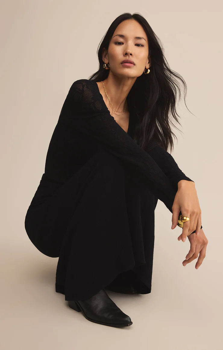 Tibi Scoop Mesh Sweater - Black