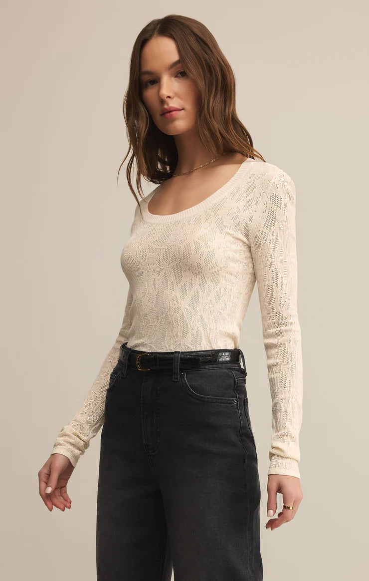 Tibi Scoop Mesh Sweater - Crystal
