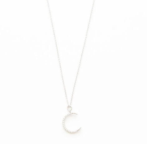 Crescent Moon Pendant Necklace - Sterling Silver