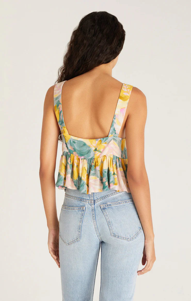 Floral Palm Crop Tank