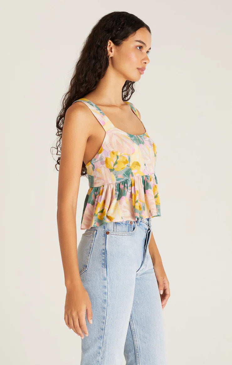 Floral Palm Crop Tank