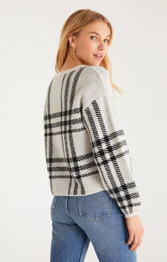 Solange Plaid Sweater - Oat