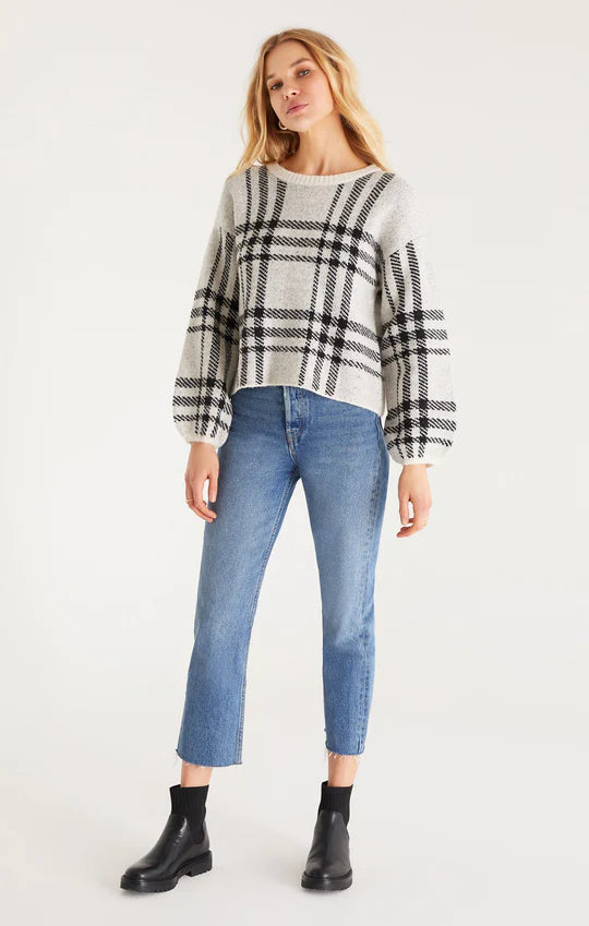 Solange Plaid Sweater - Oat