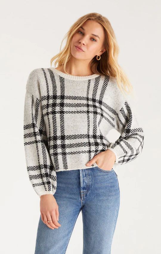 Solange Plaid Sweater - Oat