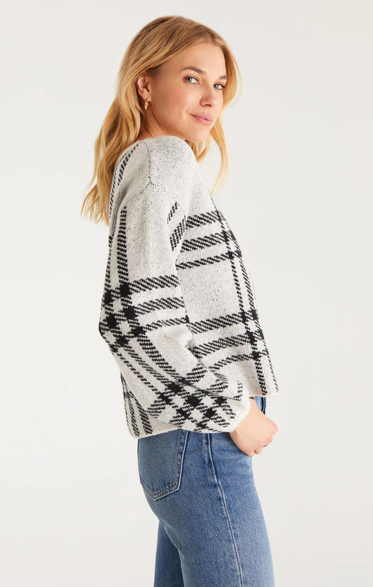 Solange Plaid Sweater - Oat